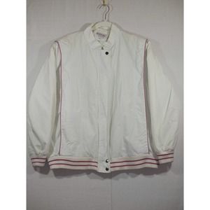 Vintage Nelson Hall Size 22 1/2 White Pink Varsity Jacket, Zip Up